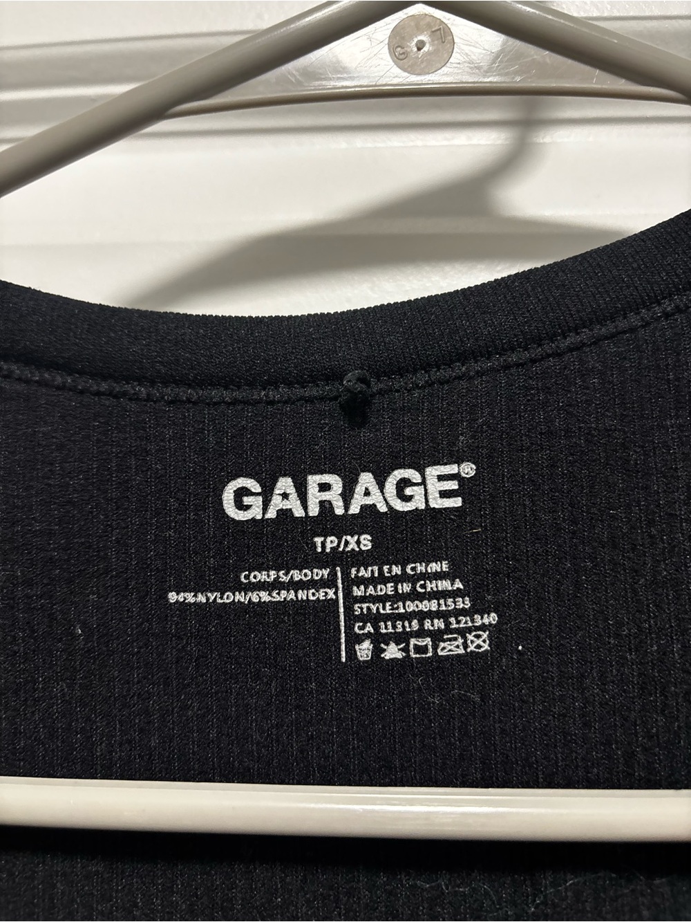 Garage Black Ribbed V-Neck Cropped Tee - Picture 2 of 3